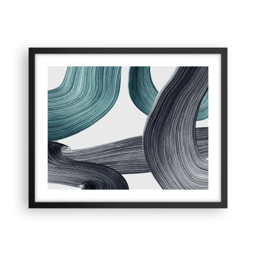 Affisch i svart ram - Smaragd och svarta spår - 50x40 cm