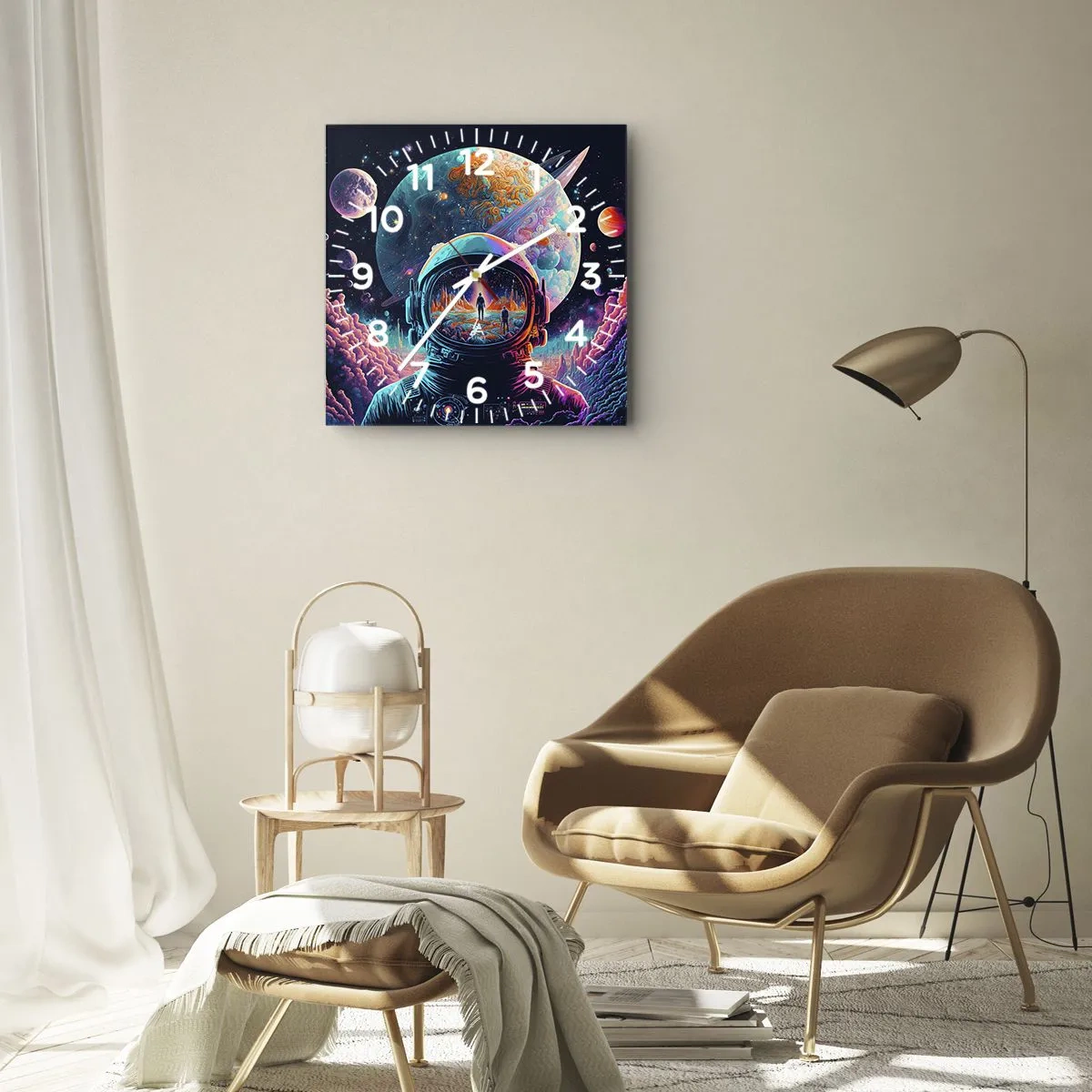 Väggklocka - Klocka på glas - Filosofer har aldrig drömt - 40x40 cm