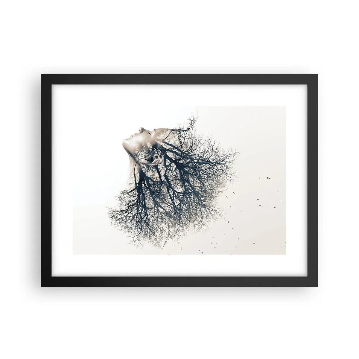 Affisch i svart ram - Lyssnar på trädens viskningar - 40x30 cm