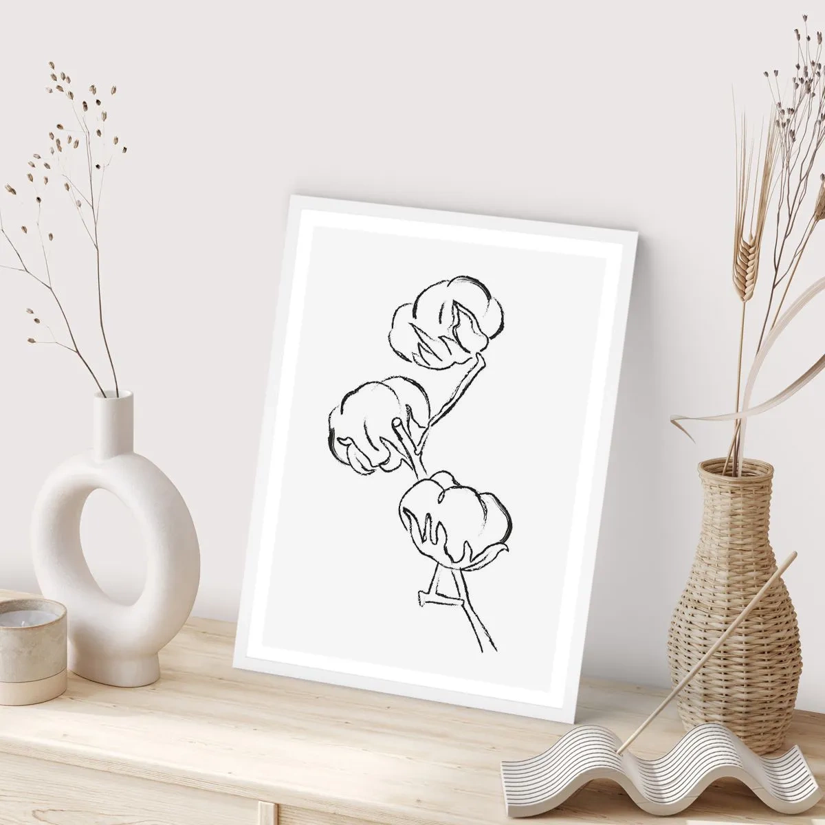 Affisch i vit ram - Bomullsdun - 70x100 cm