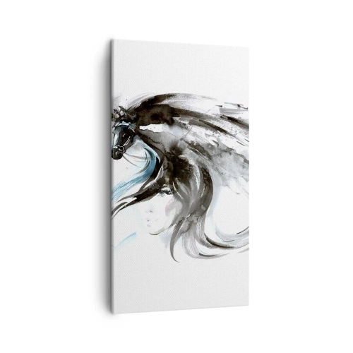 Canvastavla - Bild på duk - Svarta prinsens galopp - 45x80 cm