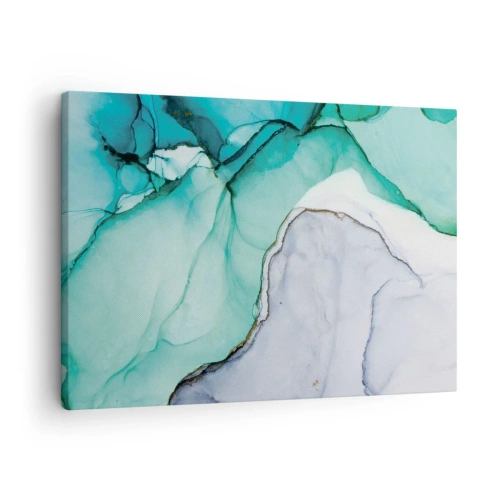 Canvastavla - Bild på duk - Abstrakt mönster i nyanser av turkos och vitt - 70x50cm - En studie i turkos - Modern väggdekoration för vardagsrum och sovrum ARTTOR