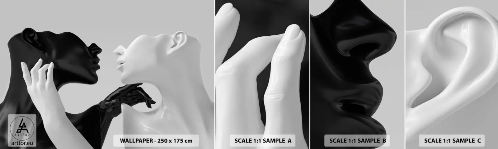 Provbit av självhäftande fototapet Deluxe Sticker - Attraktion - lust - Abstraktion, Mannekäng, Staty - 100x30 cm