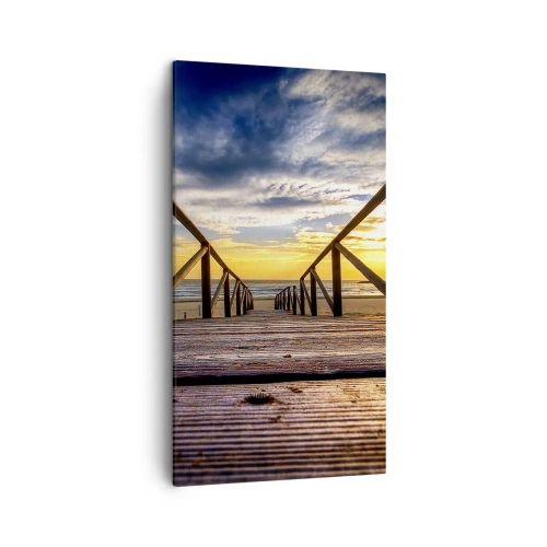 Canvastavla - Bild på duk - Till vilda stranden i skymningen - 45x80 cm