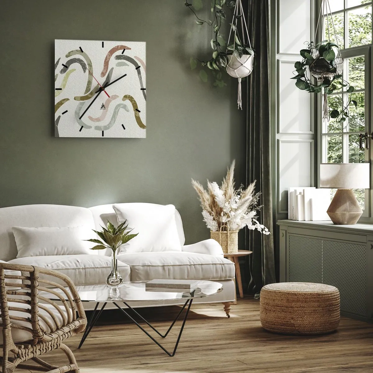 Väggklocka - Klocka på glas - Abstraktionens glada dans - 30x30 cm