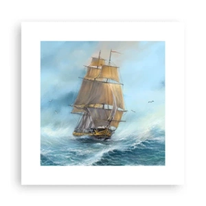 Affisch - Vinkande genom vågorna - 30x30 cm