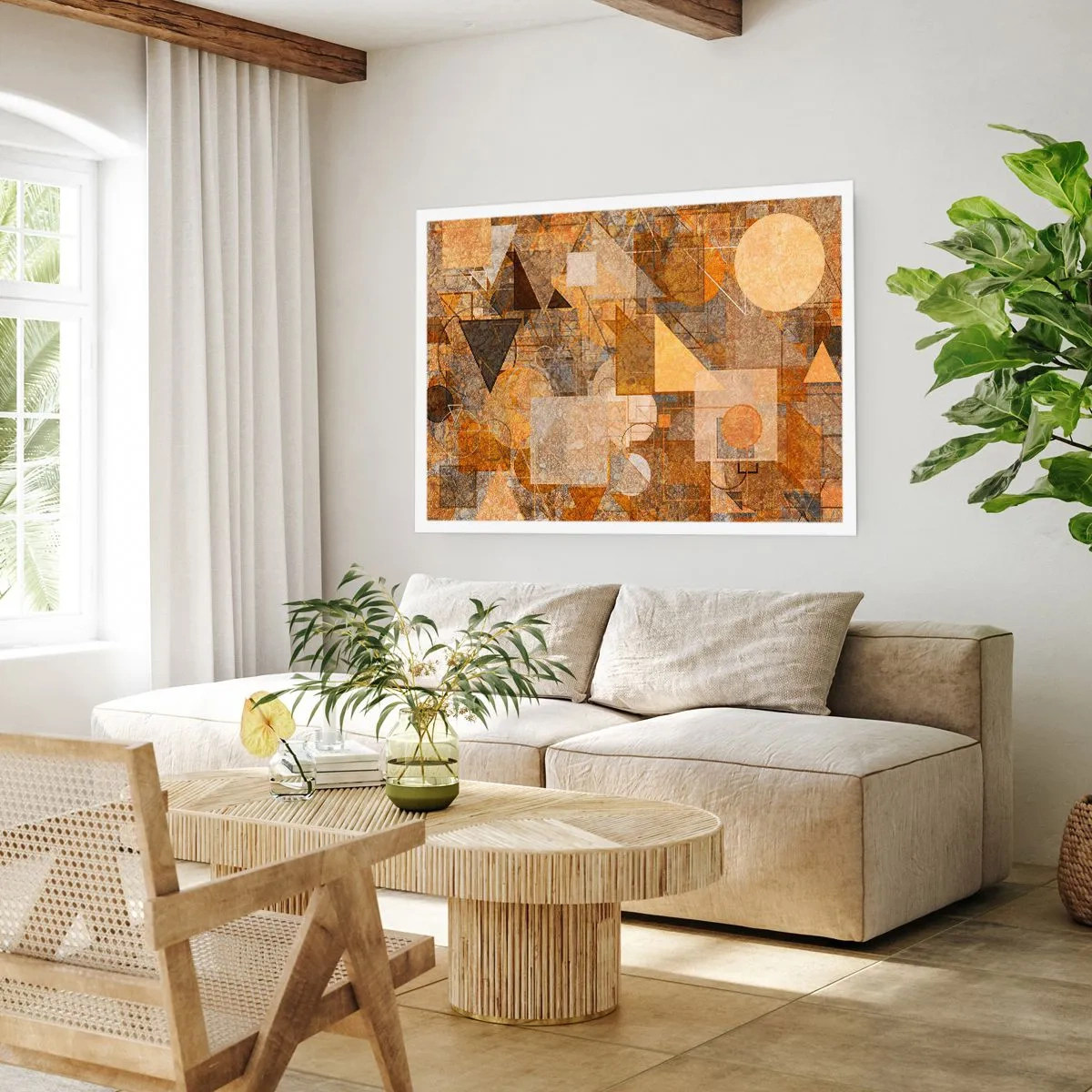 Affisch - Kubistisk studie i brun - 91x61 cm