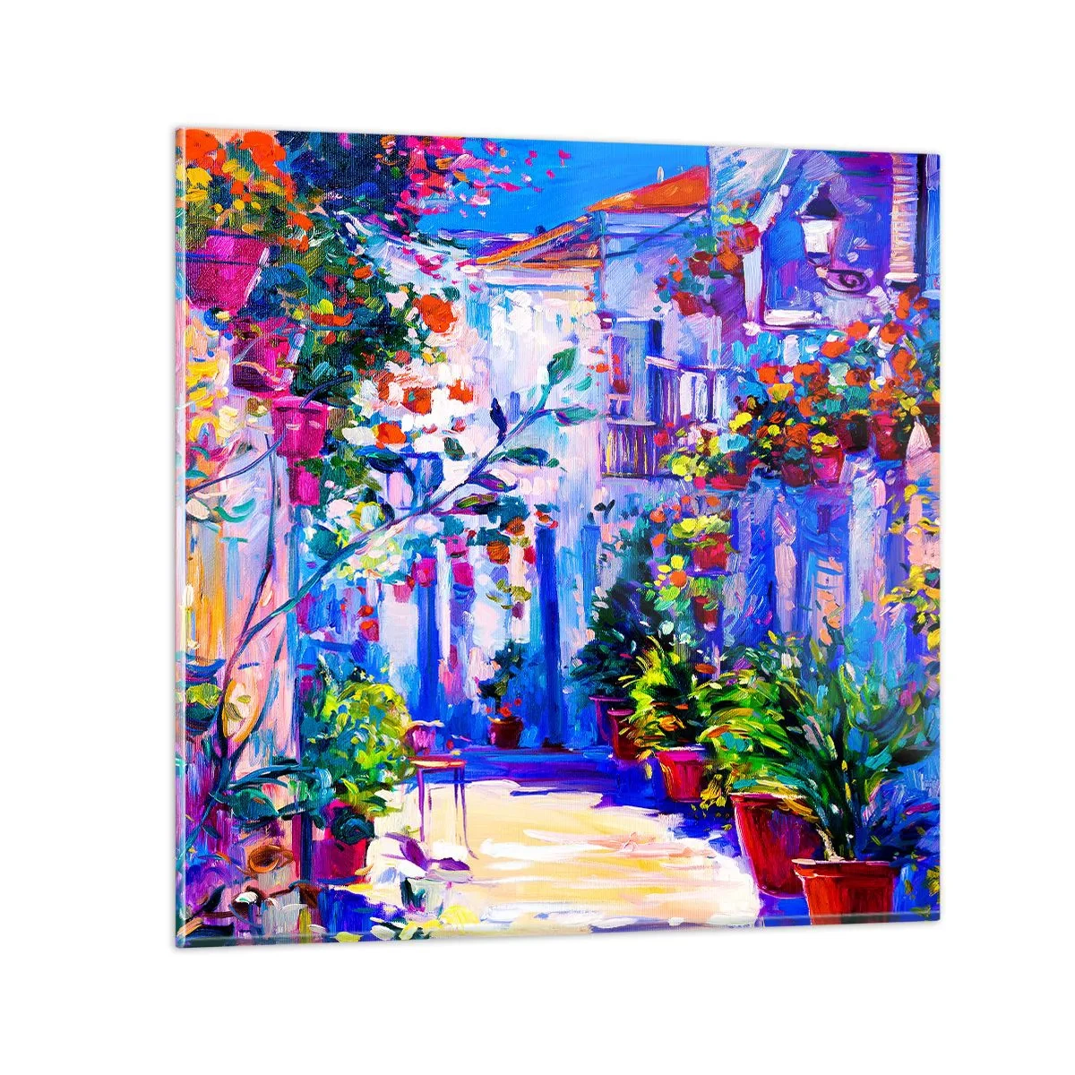 Glastavla - Bild på glas - Impression - italiensk gränd - 30x30 cm
