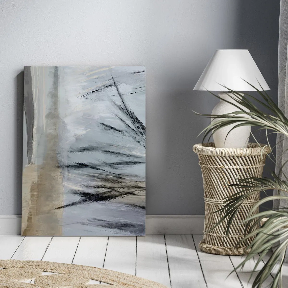 Canvastavla - Bild på duk - Vinterfält - 45x80 cm