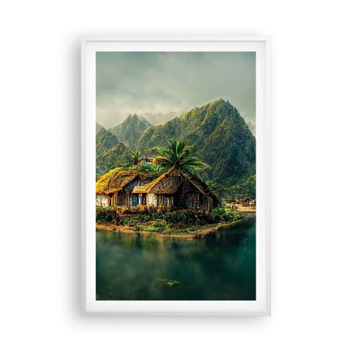 Affisch i vit ram - Tropiskt paradis - 61x91 cm