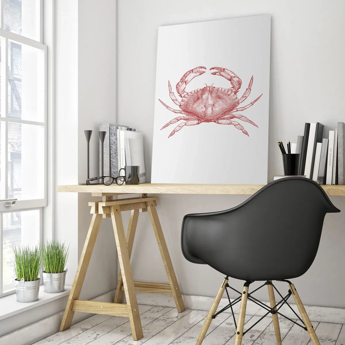 Glastavla - Bild på glas - Krabba över krabbor - 80x120 cm