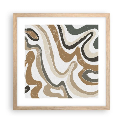 Affisch i ram av ljusek - Meandrar av jordnära färger - 40x40 cm