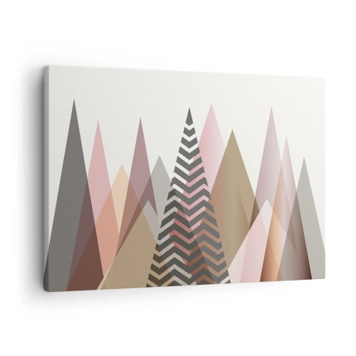 Canvastavla - Bild på duk - Färgglada geometriska berg i pastellfärger - 70x50cm - Utsikt över pyramider - Modern väggdekoration för vardagsrum och sovrum ARTTOR