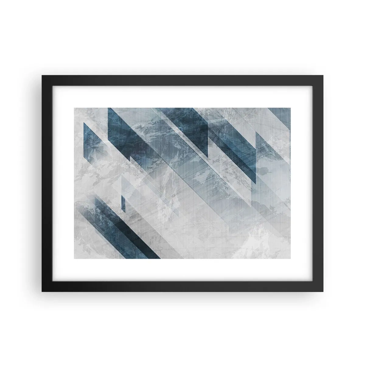 Affisch i svart ram - Tredimensionell komposition – gråhetens rörelse - 40x30 cm