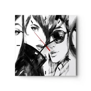 Väggklocka - Klocka på glas - Mångfaldigad skönhet - 30x30 cm
