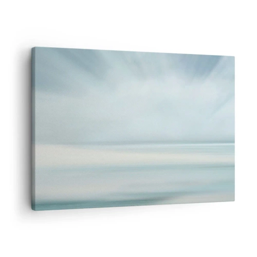 Canvastavla - Bild på duk - Ett minimalistiskt landskap i delikata blå nyanser - 70x50cm - Fred hela vägen till horisonten - Modern väggdekoration för vardagsrum och sovrum ARTTOR
