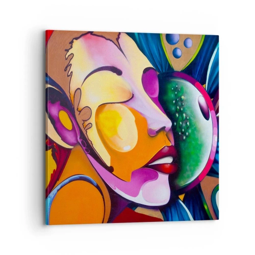 Canvastavla - Bild på duk - Känna på med färg - 70x70 cm