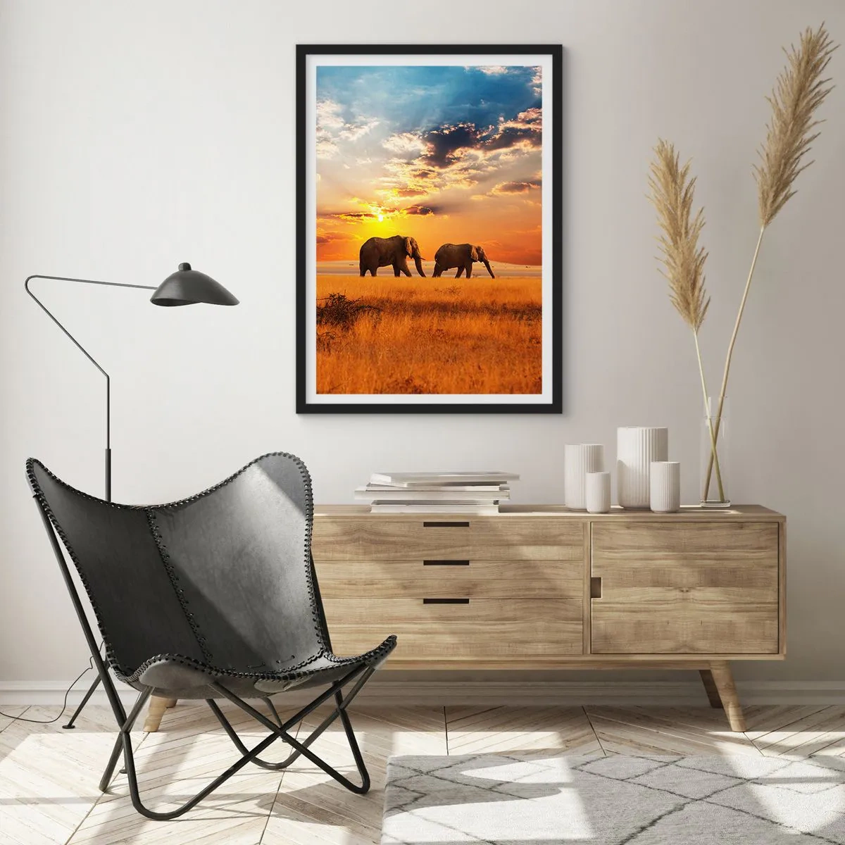 Affisch i svart ram - Familjepromenad - 61x91 cm