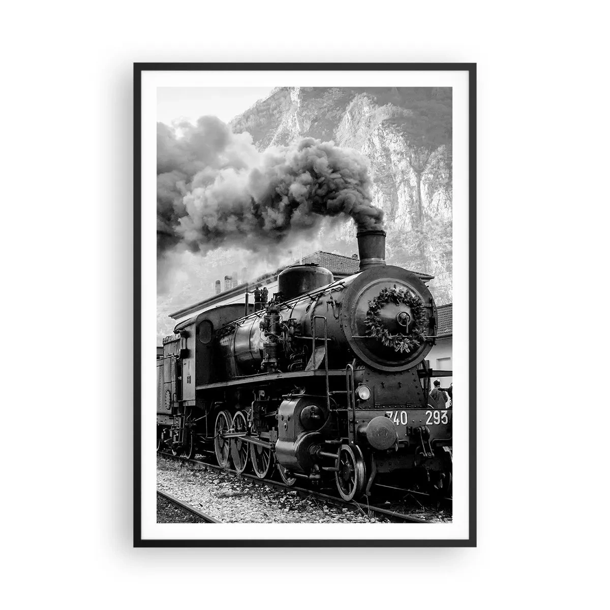 Affisch i svart ram - Det står ett lok på stationen... - 70x100 cm