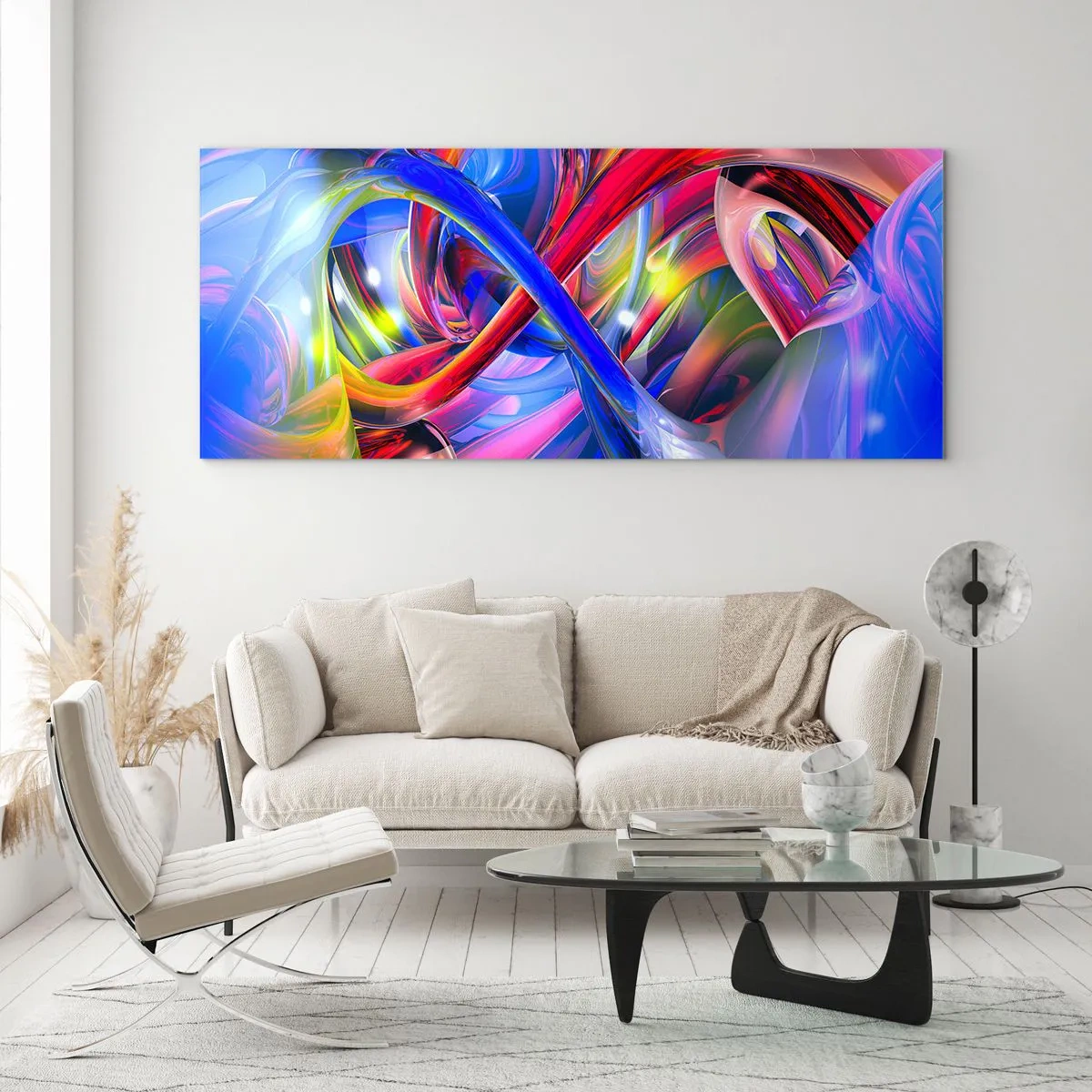 Glastavla - Bild på glas - Färgdans - 90x30 cm