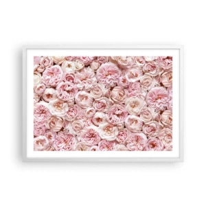 Affisch i vit ram - Strödd med rosor - 70x50 cm