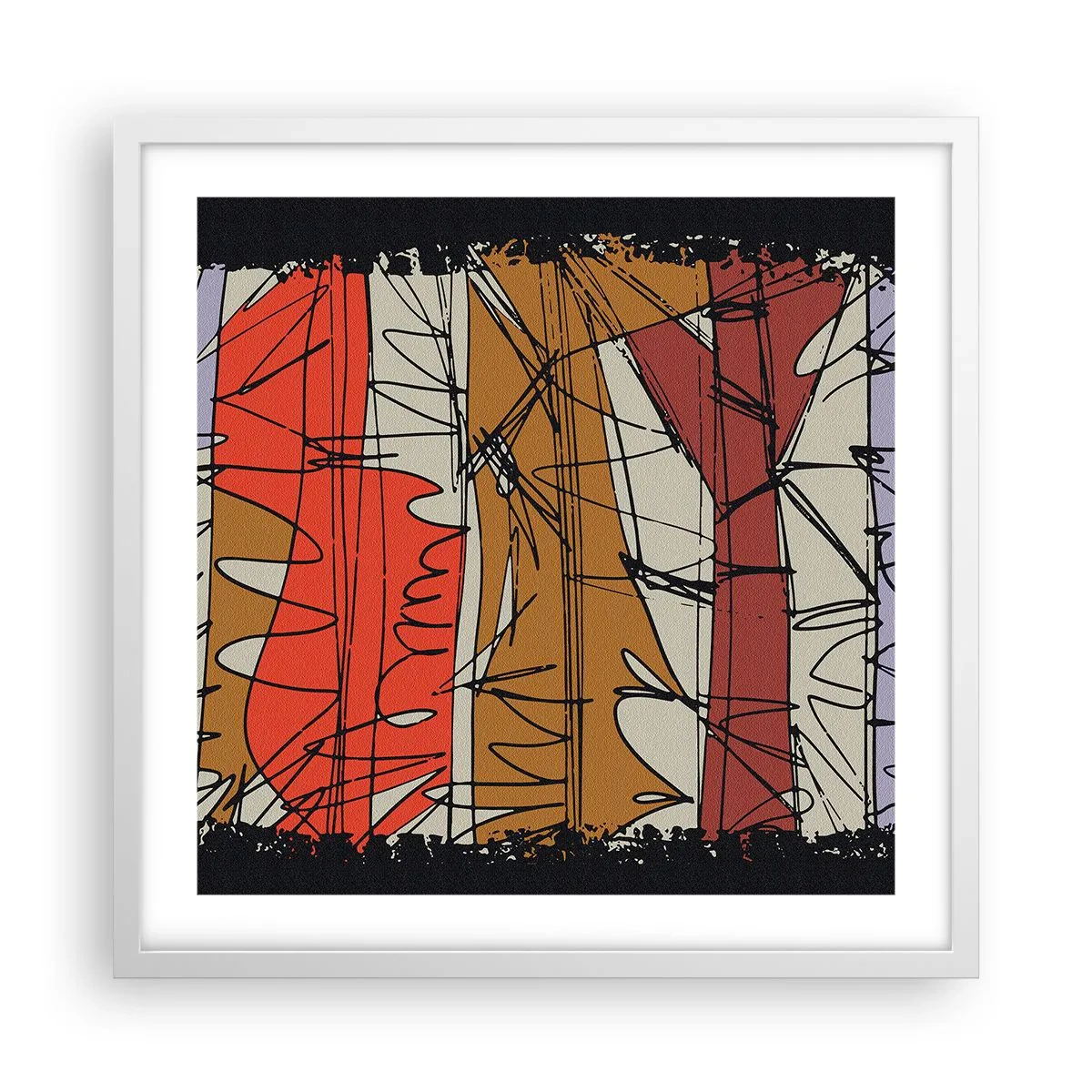 Affisch i vit ram - Spontan komposition - 50x50 cm