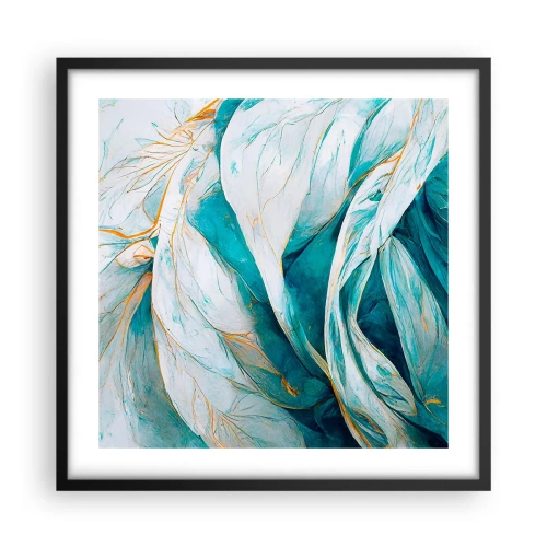 Affisch i svart ram - Blå abstraktion med guldmotiv - 50x50 cm