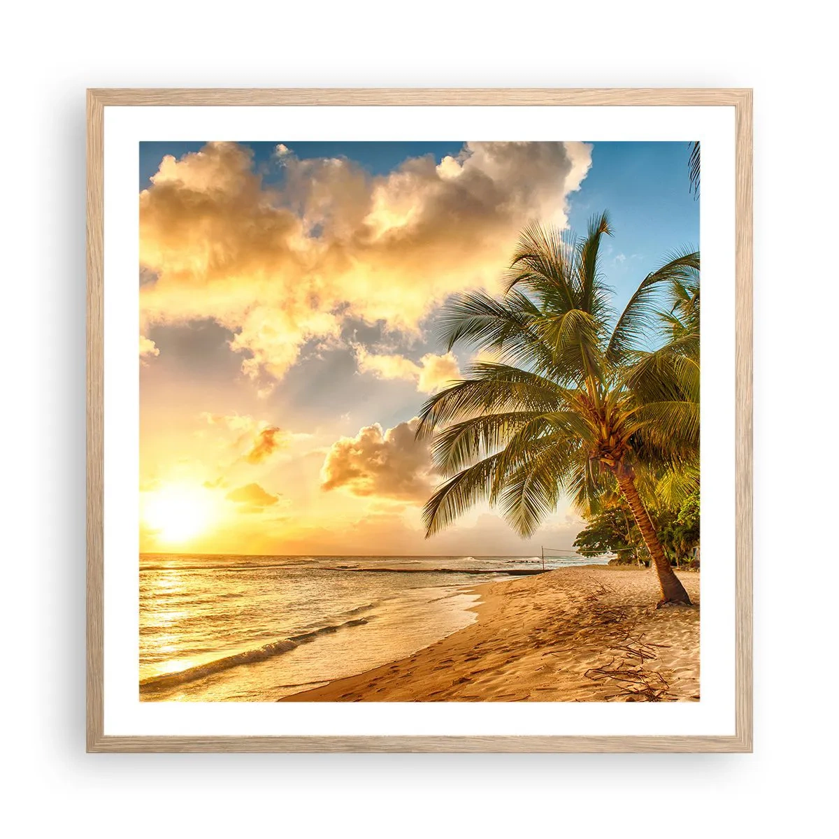 Affisch i ram av ljusek - Evig sommar, alltid semester - 60x60 cm