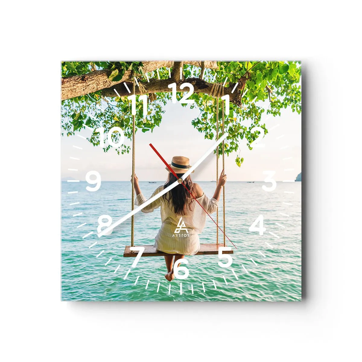 Väggklocka - Klocka på glas - Livet är vackert - 30x30 cm