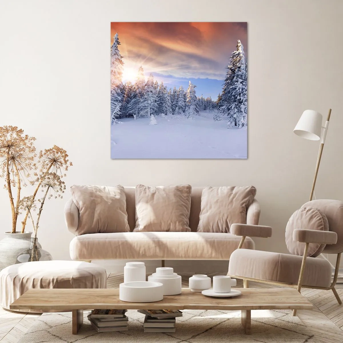 Canvastavla - Bild på duk - Naturens snöiga spel - 70x70 cm