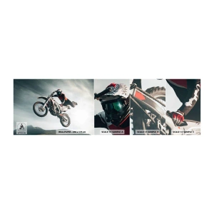 Provbit av självhäftande fototapet Deluxe Sticker - No risk, no fun - Motocross, Motorcykel, Motorcyklist - 100x30 cm