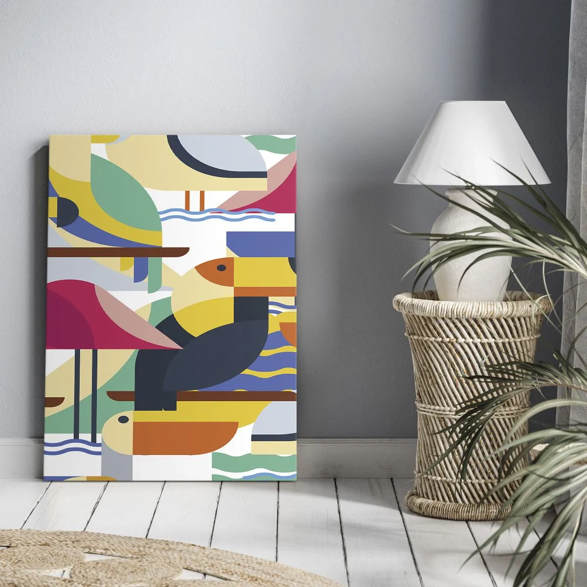 Canvastavla - Bild på duk - Fågelparty - 80x120 cm