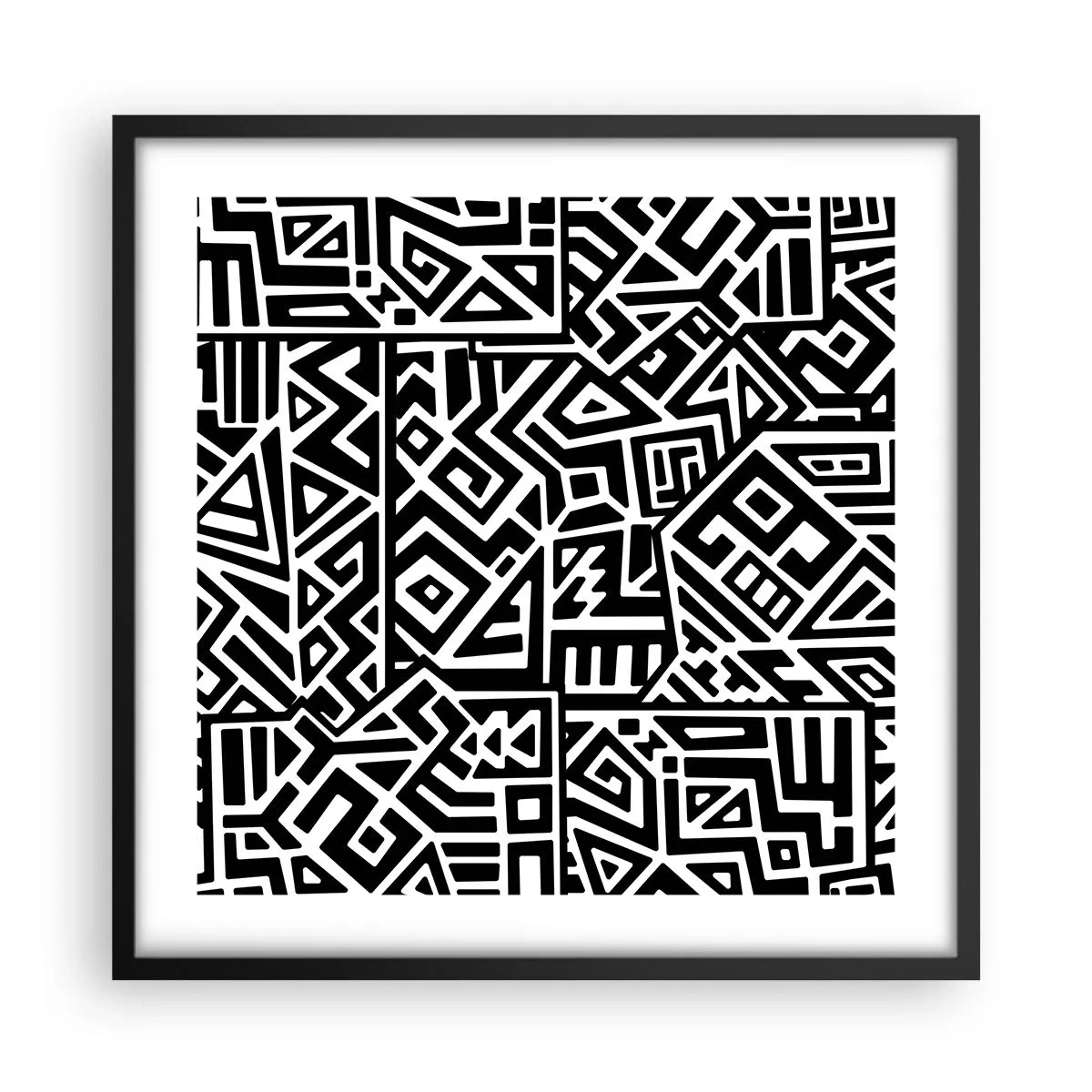 Affisch i svart ram - Prekolumbisk komposition - 50x50 cm