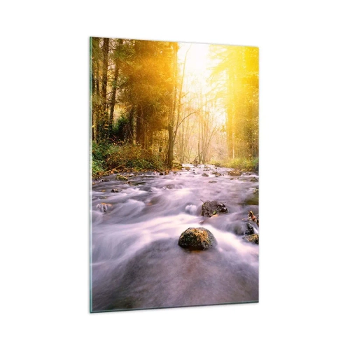 Glastavla - Bild på glas - Malakit i silver-guld infattning - 80x120 cm