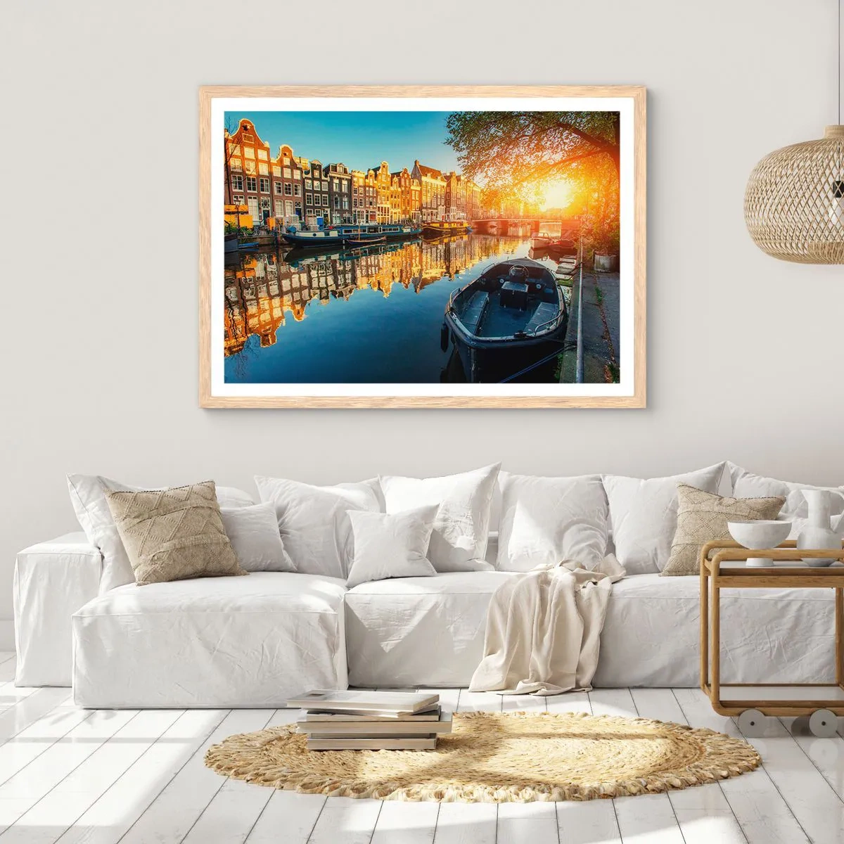 Affisch i ram av ljusek - En morgon i Amsterdam - 100x70 cm