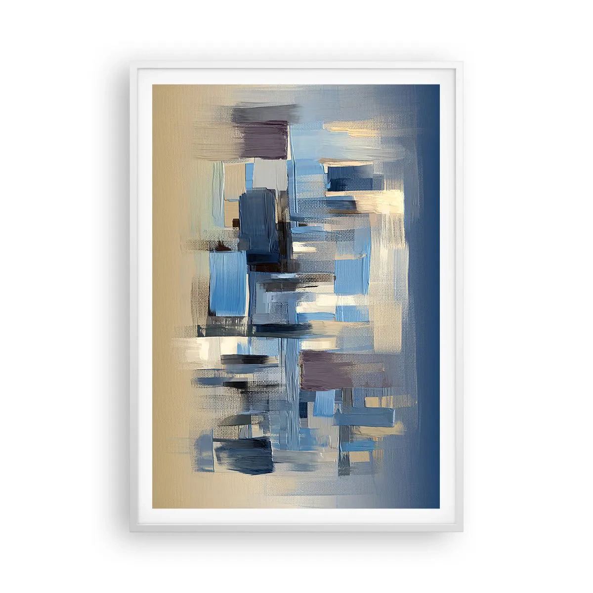 Affisch i vit ram - Blå konstruktion - 70x100 cm