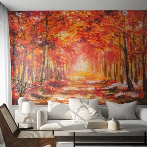 Fototapet Premium Canvas - Kopparskog - Höst, Parkera, Landskap - 350x256 cm