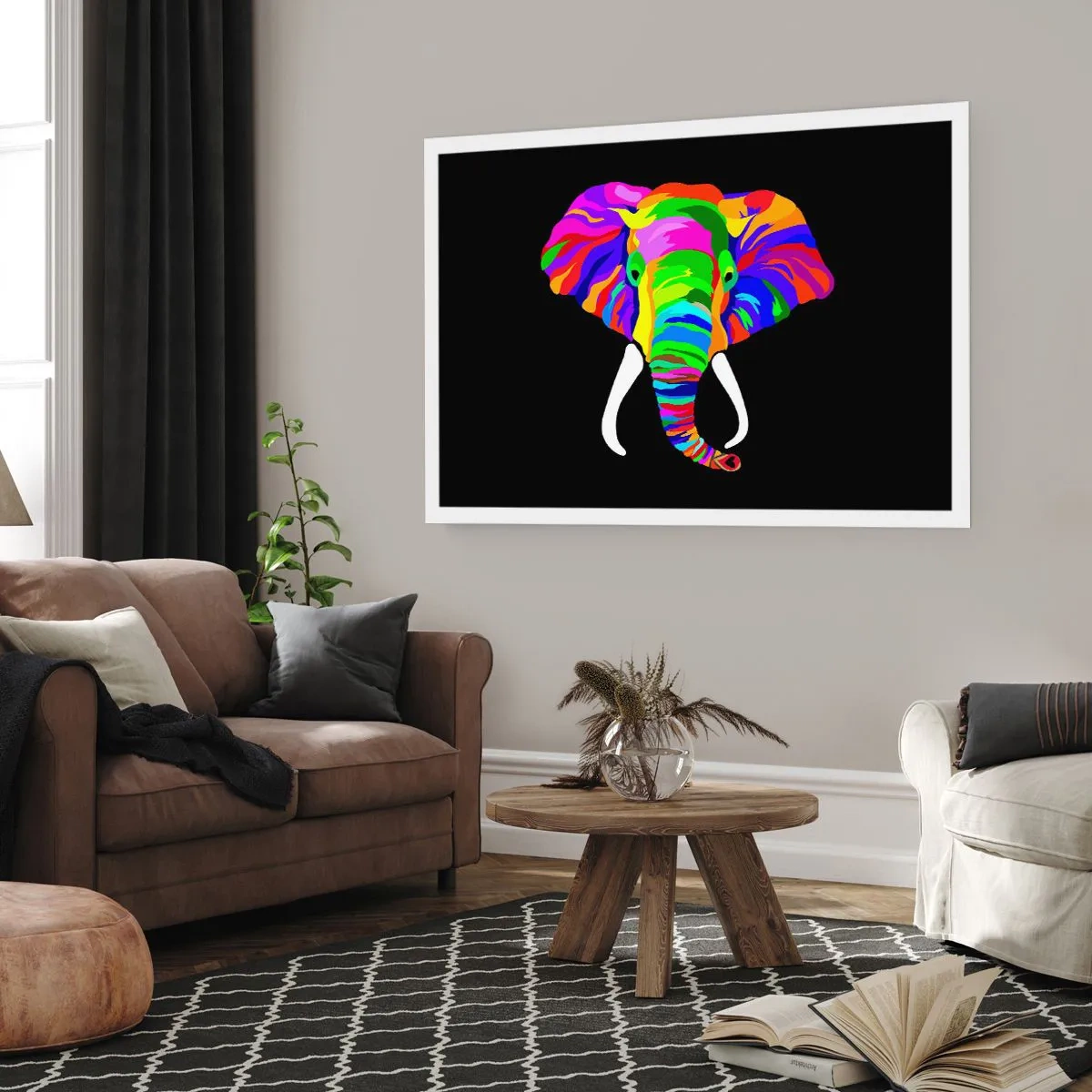 Affisch - Elefanten som älskade bada i regnbågen - 91x61 cm