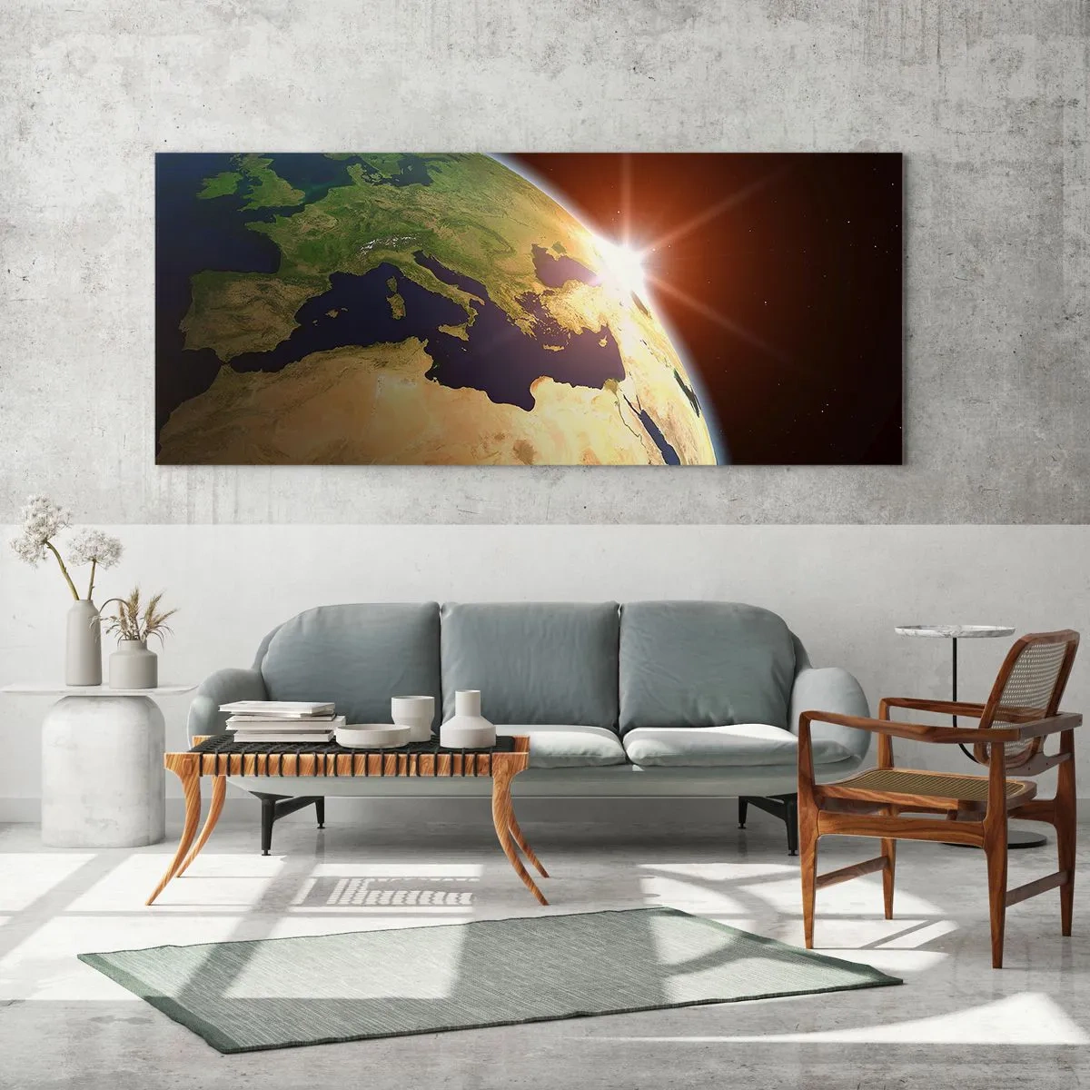 Glastavla - Bild på glas - Soluppgång - 100x40 cm