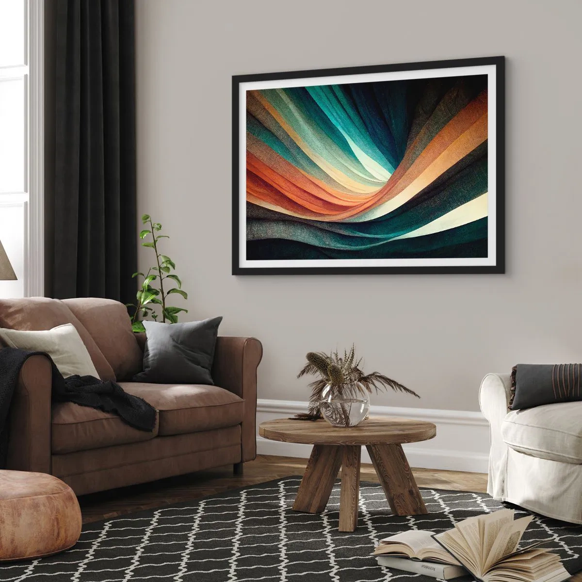 Affisch i svart ram - Vävd av färger - 70x50 cm