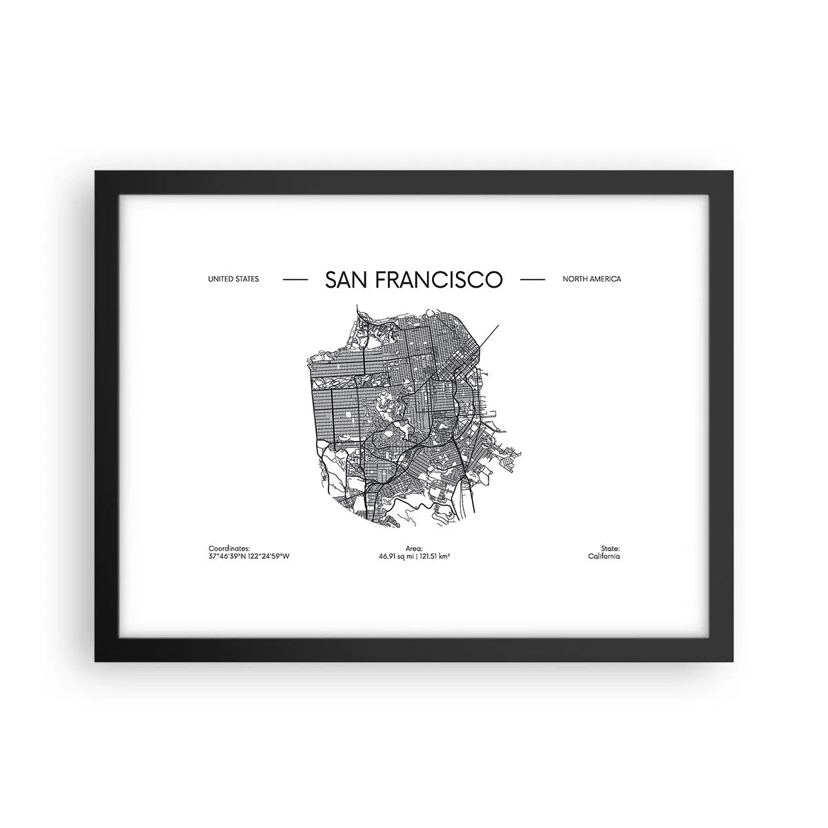 Affisch i svart ram - San Franciscos anatomi - 40x30 cm