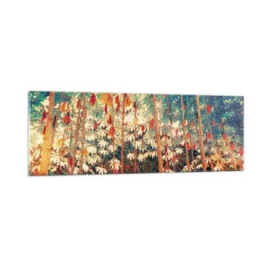 Glastavla - Bild på glas - Lövbladens hemlighetsfulla liv - 90x30 cm