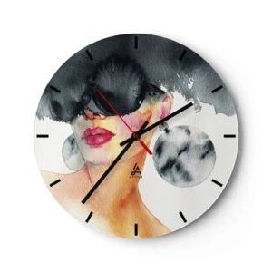 Väggklocka - Klocka på glas - Elegansens hemlighet - 40x40 cm