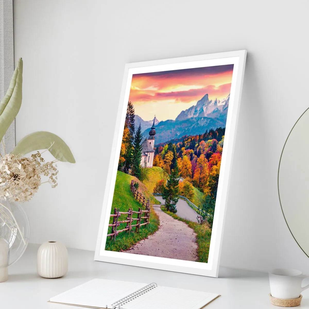 Affisch i vit ram - Landskap som en målning - 70x100 cm