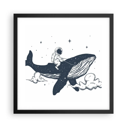 Affisch i svart ram - Rymdäventyr - 40x40 cm