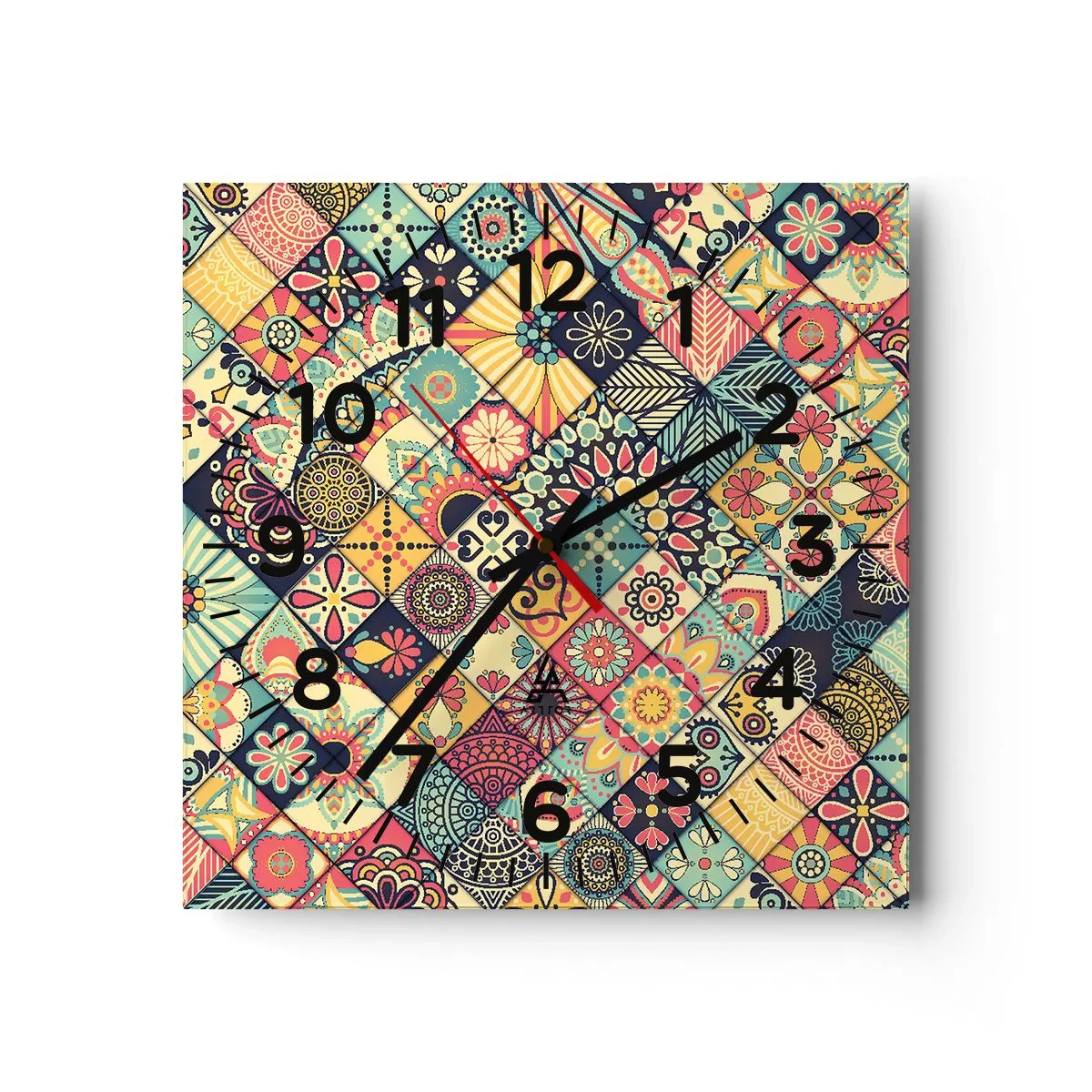 Väggklocka - Klocka på glas - Marockansk stämning - 30x30 cm
