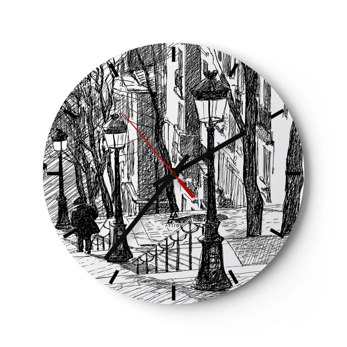 Väggklocka - Klocka på glas - Kärlekshistoria eller rysare? - 40x40 cm