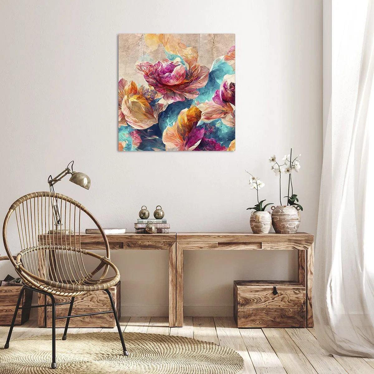 Canvastavla - Bild på duk - Den färgsprakande prakten hos en bukett - 30x30 cm