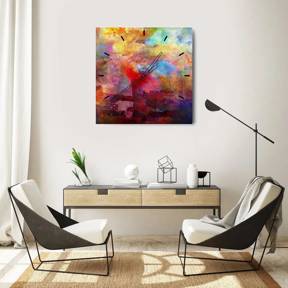 Väggklocka - Klocka på glas - Titta in i regnbågen - 30x30 cm