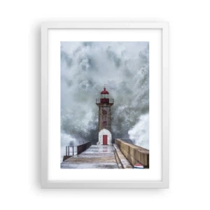 Affisch i vit ram - Vattnets vrål, vindens skrik  - 30x40 cm